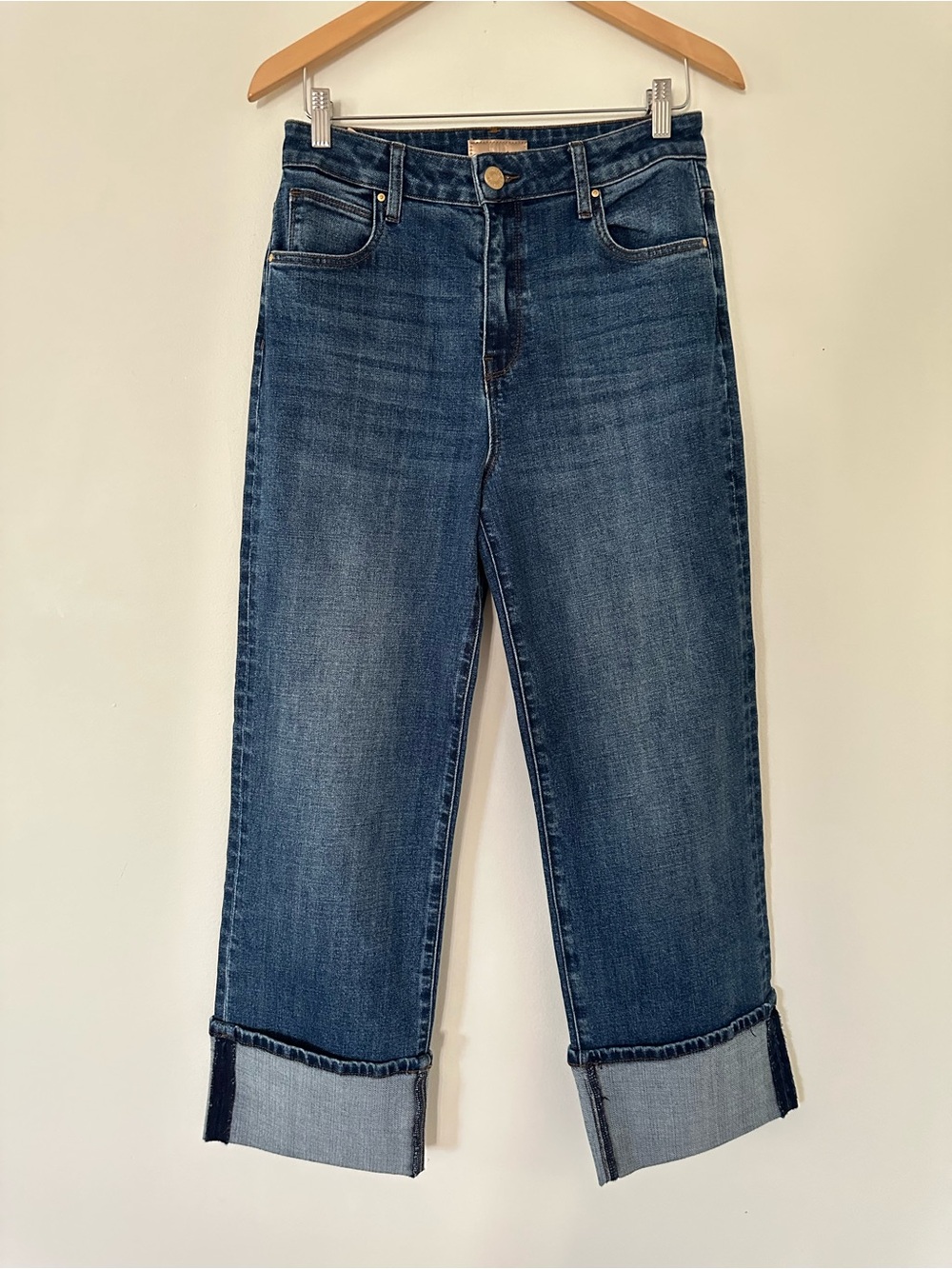 Kut From The Kloth Jean Blue Sienna Wide Leg High Rise Cuffed Crop Denim size 4